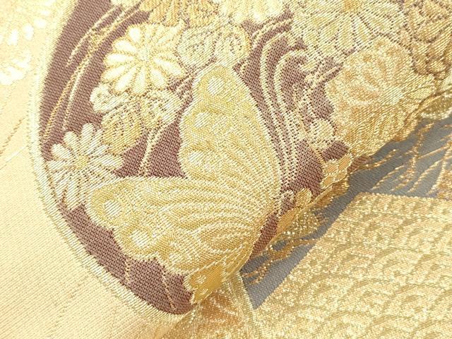 平和屋本店▼六通柄袋帯　花蝶丸文　本金箔蒔絵　正絹　逸品　CABL4460dy