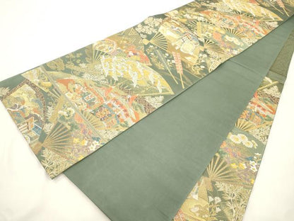 平和屋本店▼六通柄袋帯　琳派瑞祥錦　本金箔つづれ　正絹　逸品　CABL4463dy
