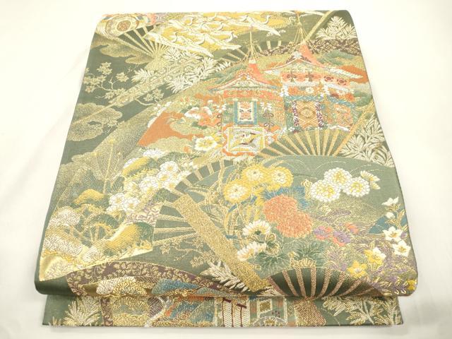平和屋本店▼六通柄袋帯　琳派瑞祥錦　本金箔つづれ　正絹　逸品　CABL4463dy