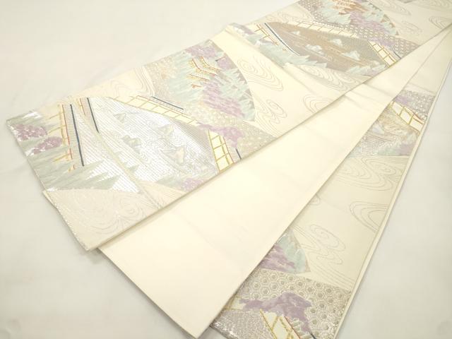 平和屋本店▼六通柄袋帯　竜安寺　本金二重箔　正絹　逸品　CABL4464dy