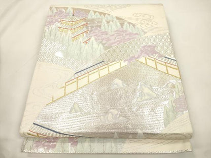 平和屋本店▼六通柄袋帯　竜安寺　本金二重箔　正絹　逸品　CABL4464dy