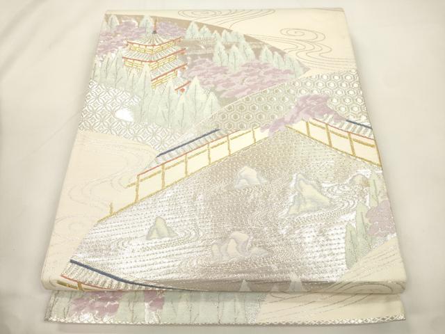 平和屋本店▼六通柄袋帯　竜安寺　本金二重箔　正絹　逸品　CABL4464dy