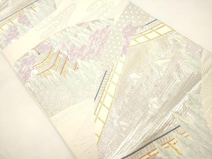 平和屋本店▼六通柄袋帯　竜安寺　本金二重箔　正絹　逸品　CABL4464dy