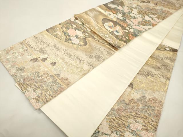 平和屋本店▼六通柄袋帯　唐織　寿洛麗峰文　九百錦本金貮重箔　正絹　逸品　CABL4467dy
