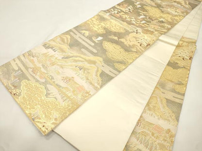 平和屋本店▼六通柄袋帯　天橋立図　純金二重箔　正絹　逸品　CABL4471dy