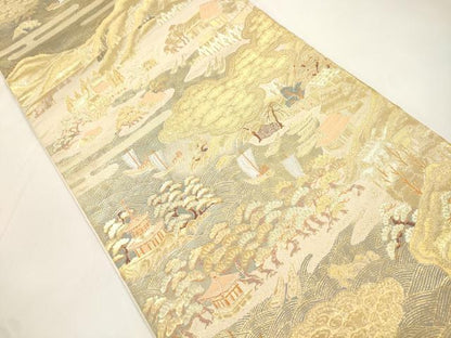 平和屋本店▼六通柄袋帯　天橋立図　純金二重箔　正絹　逸品　CABL4471dy
