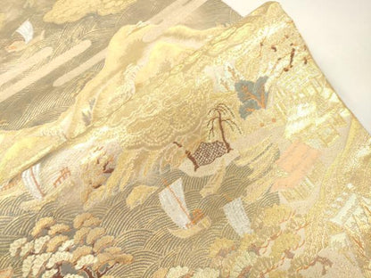 平和屋本店▼六通柄袋帯　天橋立図　純金二重箔　正絹　逸品　CABL4471dy