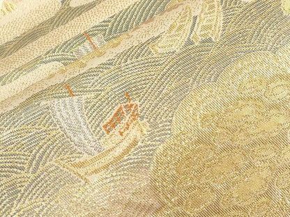平和屋本店▼六通柄袋帯　天橋立図　純金二重箔　正絹　逸品　CABL4471dy