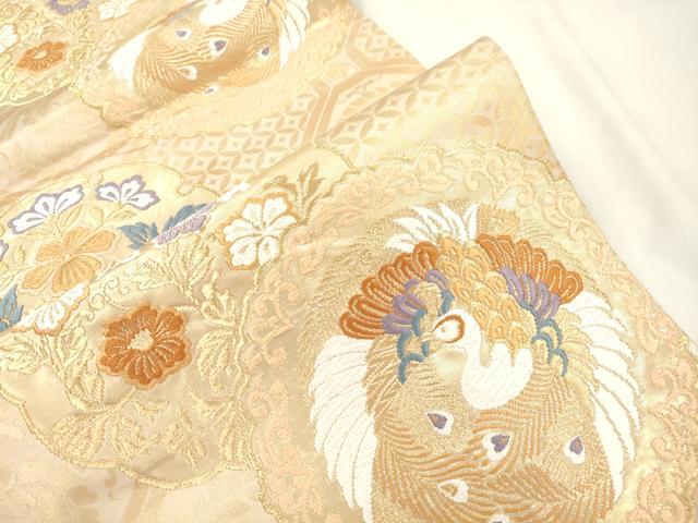 平和屋本店▼西陣　六通柄袋帯　唐織　花鳥絵皿文　本金箔24K　正絹　逸品　CABL4476dy