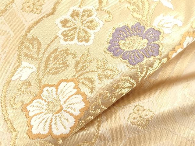 平和屋本店▼西陣　六通柄袋帯　唐織　花鳥絵皿文　本金箔24K　正絹　逸品　CABL4476dy