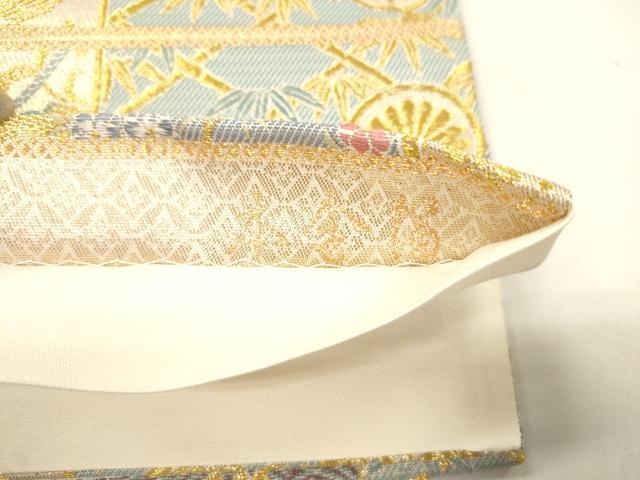 平和屋本店▼六通柄袋帯　赤手箱牡丹蒔絵之図　本金箔　正絹　逸品　CABL4477dy