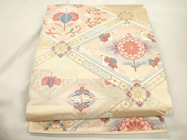 平和屋本店▼六通柄袋帯　唐織　天井華鳥文　本金二重箔　正絹　逸品　CABL4486dy