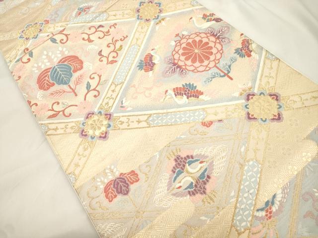 平和屋本店▼六通柄袋帯　唐織　天井華鳥文　本金二重箔　正絹　逸品　CABL4486dy