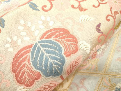 平和屋本店▼六通柄袋帯　唐織　天井華鳥文　本金二重箔　正絹　逸品　CABL4486dy
