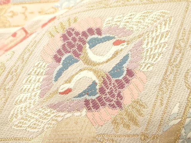 平和屋本店▼六通柄袋帯　唐織　天井華鳥文　本金二重箔　正絹　逸品　CABL4486dy