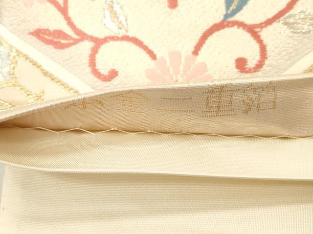 平和屋本店▼六通柄袋帯　唐織　天井華鳥文　本金二重箔　正絹　逸品　CABL4486dy