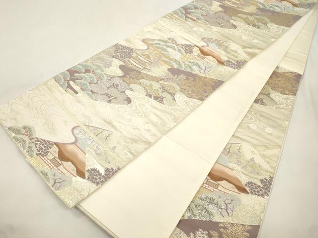 平和屋本店▼六通柄袋帯　都百景文　本金箔　正絹　逸品　CABL4492dy