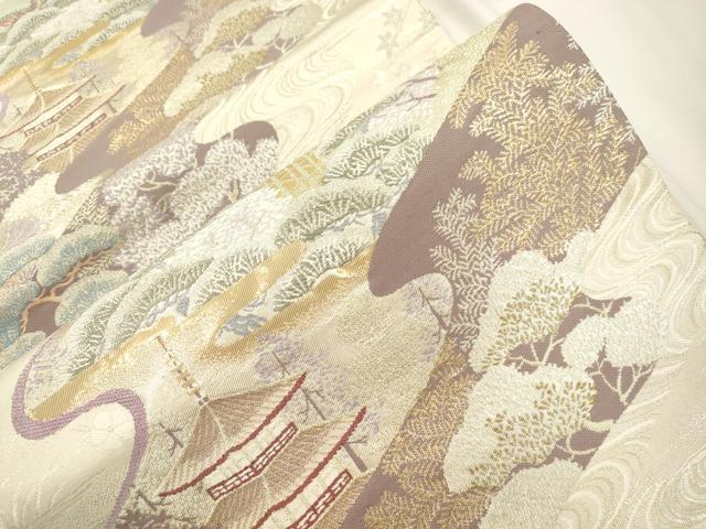 平和屋本店▼六通柄袋帯　都百景文　本金箔　正絹　逸品　CABL4492dy