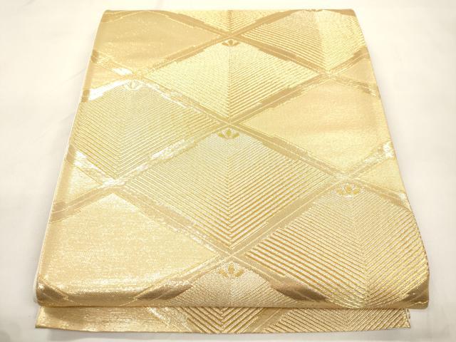 平和屋本店▼六通柄袋帯　銀彩錦　松葉文　本金二重箔　正絹　逸品　未使用　CABL4495dy