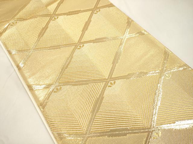平和屋本店▼六通柄袋帯　銀彩錦　松葉文　本金二重箔　正絹　逸品　未使用　CABL4495dy