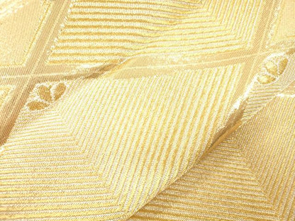 平和屋本店▼六通柄袋帯　銀彩錦　松葉文　本金二重箔　正絹　逸品　未使用　CABL4495dy