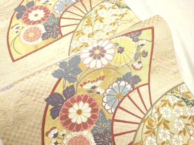 平和屋本店▼六通柄袋帯　佳花扇　本金箔　正絹　逸品　CABL4500dy
