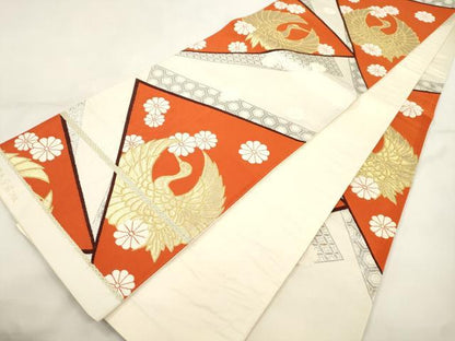 平和屋本店▼六通柄袋帯　唐織　色紙重ね飛鶴文　本金箔24K　正絹　逸品　CABL4505dy