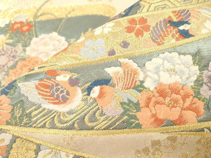 平和屋本店▼六通柄袋帯　九百錦　唐織　彩華熨斗目文　本金箔　正絹　逸品　CABL4506dy