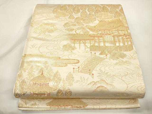 平和屋本店▼六通柄袋帯　天笑院　弐拾四金　正絹　逸品　CABL4509dy