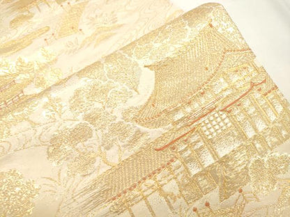 平和屋本店▼六通柄袋帯　天笑院　弐拾四金　正絹　逸品　CABL4509dy