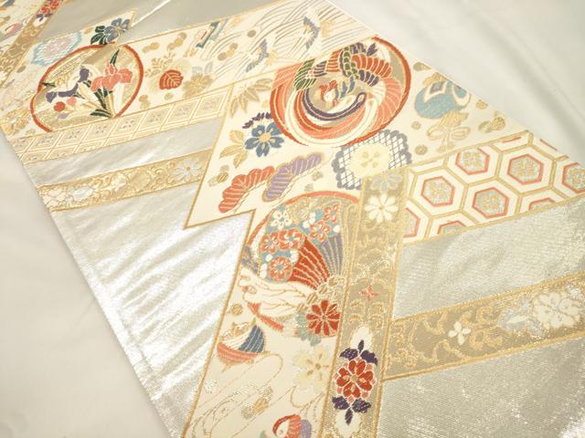 平和屋本店▼西陣　六通柄袋帯　唐織　花鳥文　弐拾四金二重織　正絹　逸品　CABL4510dy