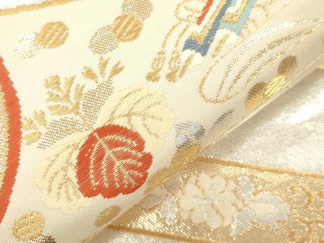 平和屋本店▼西陣　六通柄袋帯　唐織　花鳥文　弐拾四金二重織　正絹　逸品　CABL4510dy
