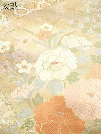 平和屋本店▼両面　六通柄袋帯　唐織　草花文　本金二重箔　正絹　逸品　CABL4518dy