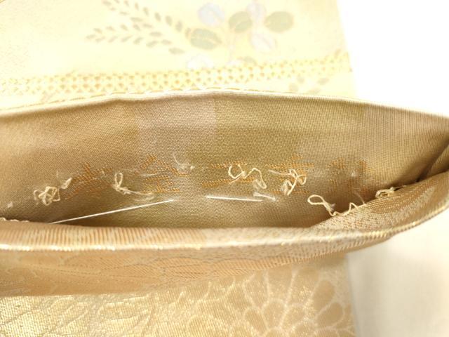 平和屋本店▼両面　六通柄袋帯　唐織　草花文　本金二重箔　正絹　逸品　CABL4518dy