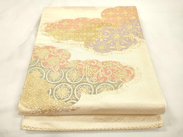 平和屋本店▼全通柄袋帯　佐賀錦雲取紋　本金二丁箔　正絹　逸品　CABL4519dy
