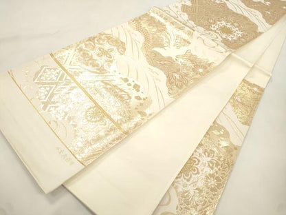平和屋本店▼六通柄袋帯　鳳凰花文　本金九百錦　正絹　逸品　未使用　CABL4521dy
