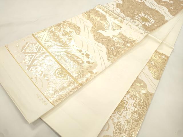 平和屋本店▼六通柄袋帯　鳳凰花文　本金九百錦　正絹　逸品　未使用　CABL4521dy