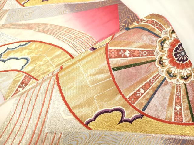 平和屋本店▼六通柄袋帯　裂取御車紋　本金箔24K　正絹　逸品　CABL4522dy