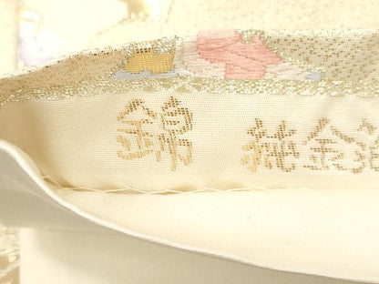 平和屋本店▼六通柄袋帯　唐織　錦　七宝花文　純金箔貮拾四金　正絹　逸品　CABL4523dy