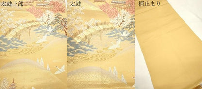 平和屋本店▼六通柄袋帯　古都山景文　本金二重箔　正絹　逸品　CABL4524dy