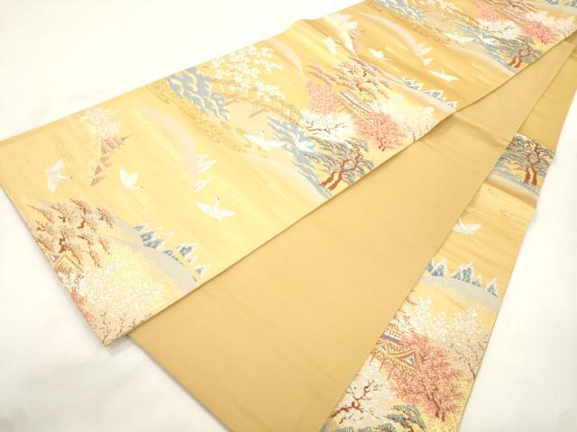 平和屋本店▼六通柄袋帯　古都山景文　本金二重箔　正絹　逸品　CABL4524dy