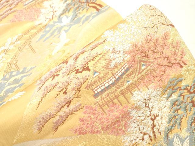 平和屋本店▼六通柄袋帯　古都山景文　本金二重箔　正絹　逸品　CABL4524dy