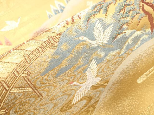 平和屋本店▼六通柄袋帯　古都山景文　本金二重箔　正絹　逸品　CABL4524dy