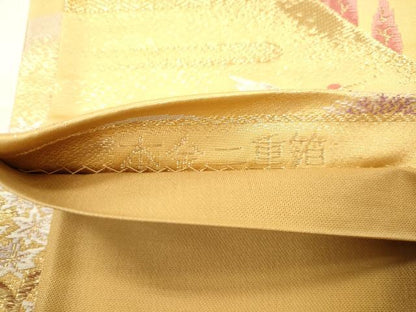 平和屋本店▼六通柄袋帯　古都山景文　本金二重箔　正絹　逸品　CABL4524dy