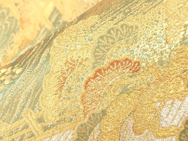 平和屋本店▼六通柄袋帯　古代はく　風景文　本金箔二重　正絹　逸品　CABL4528dy