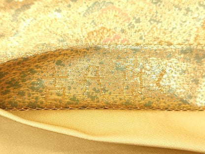平和屋本店▼六通柄袋帯　古代はく　風景文　本金箔二重　正絹　逸品　CABL4528dy