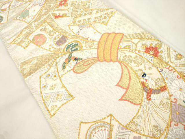 平和屋本店▼六通柄袋帯　熨斗有職文　純金箔　24K　正絹　逸品　CABL4530dy