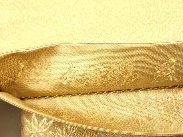 平和屋本店▼両面　六通柄袋帯　九百錦　唐織　風神雷神　宝舟　本金箔　正絹　逸品　CABL4531dy