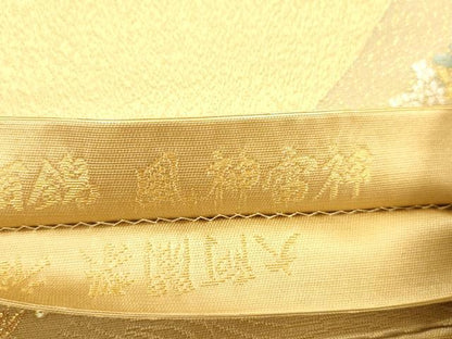 平和屋本店▼両面　六通柄袋帯　九百錦　唐織　風神雷神　宝舟　本金箔　正絹　逸品　CABL4531dy