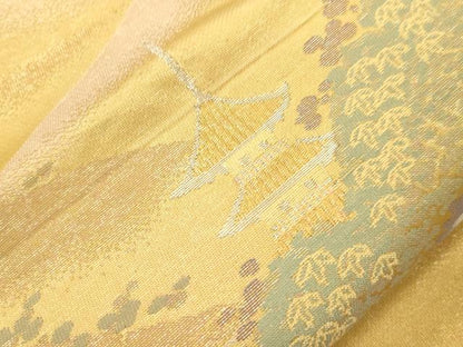 平和屋本店▼六通柄袋帯　風景文　本金古典二重箔　正絹　逸品　CABL4532dy